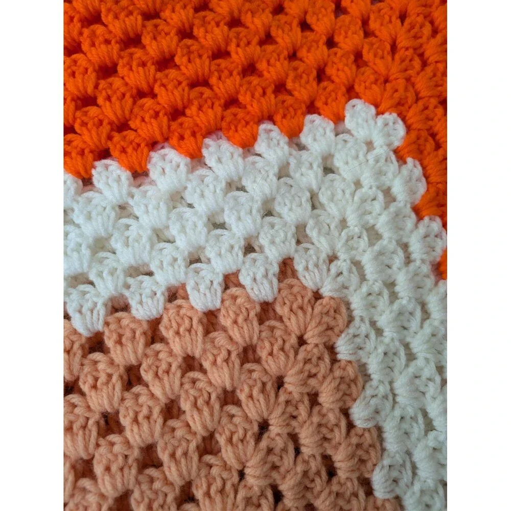 Vintage Homemade Crocheted Square Afghan